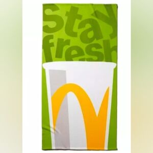 2025 NEW McDonald's RARE Beach Towel From Italy - Stay Fresh- Green w/ McD's Cup